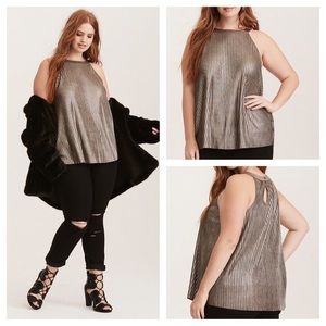 Torrid 3X Gold Metallic Goddess Neck Tank